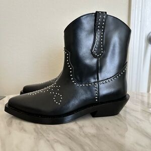 H&M Western Style Embellished Boots (Faux Leather)